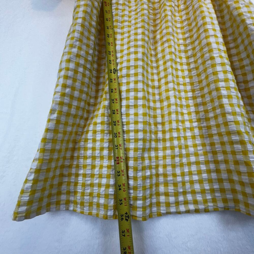 Old Navy Butter Yellow Seersucker Puffed Sleeve Dress Size L Sweetheart Neckline - Picture 10 of 10